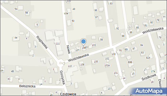 Czyżowice, Wodzisławska, 106, mapa Czyżowice