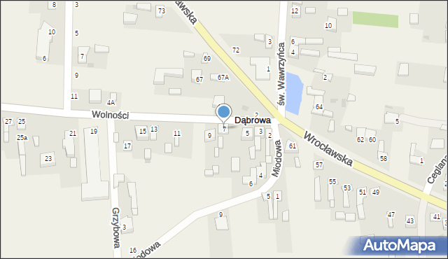 Dąbrowa, Wolności, 7, mapa Dąbrowa