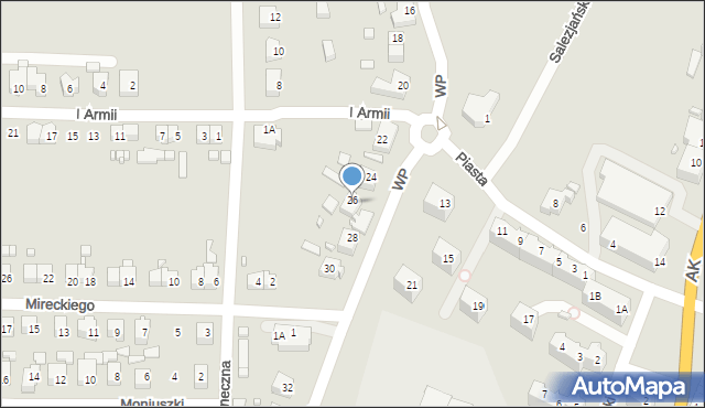 Dębno, Wojska Polskiego, 26A, mapa Dębno