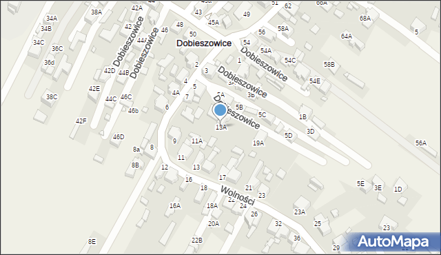 Dobieszowice, Wolności, 13A, mapa Dobieszowice