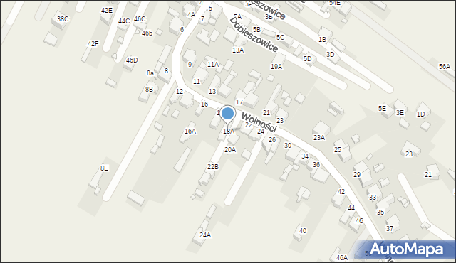 Dobieszowice, Wolności, 18A, mapa Dobieszowice