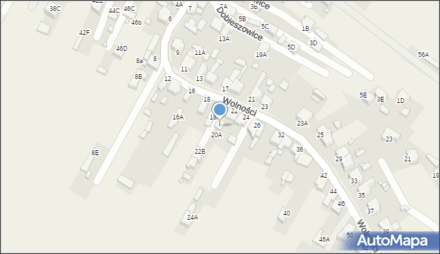 Dobieszowice, Wolności, 20, mapa Dobieszowice