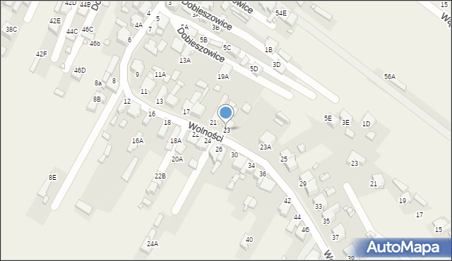 Dobieszowice, Wolności, 23, mapa Dobieszowice