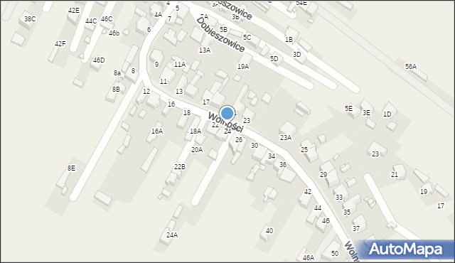 Dobieszowice, Wolności, 24, mapa Dobieszowice
