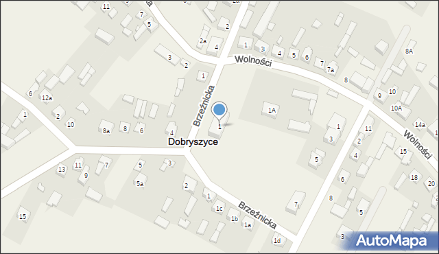 Dobryszyce, Wolności, 1, mapa Dobryszyce