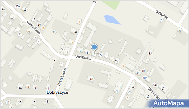 Dobryszyce, Wolności, 4, mapa Dobryszyce