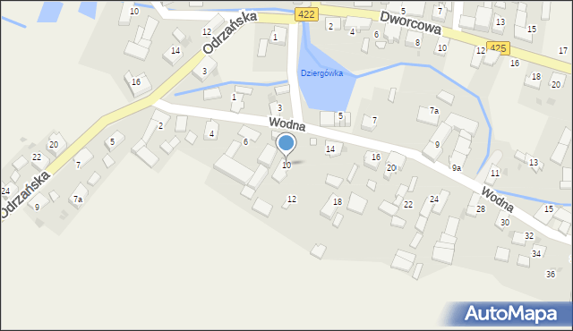 Dziergowice, Wodna, 10, mapa Dziergowice