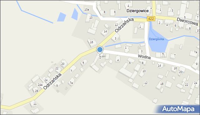 Dziergowice, Wodna, 2, mapa Dziergowice