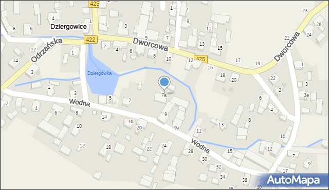 Dziergowice, Wodna, 7a, mapa Dziergowice