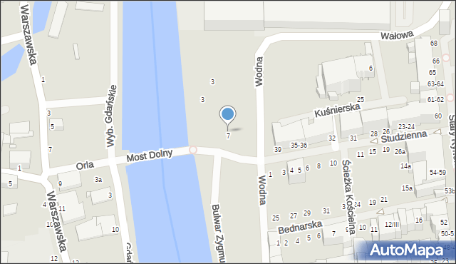 Elbląg, Wodna, 7, mapa Elbląga