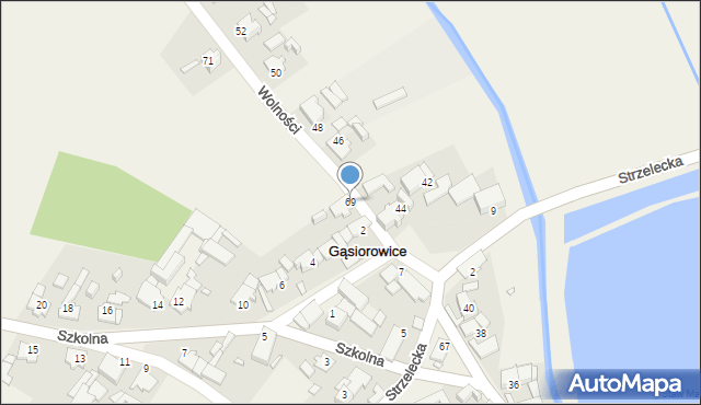 Gąsiorowice, Wolności, 69, mapa Gąsiorowice