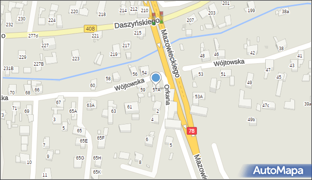 Gliwice, Wójtowska, 57A, mapa Gliwic
