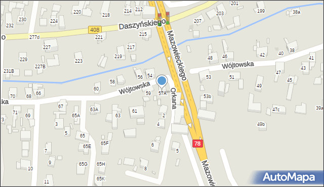 Gliwice, Wójtowska, 57A, mapa Gliwic