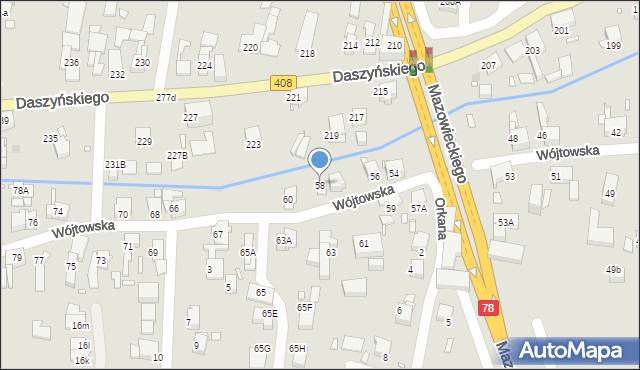 Gliwice, Wójtowska, 58, mapa Gliwic