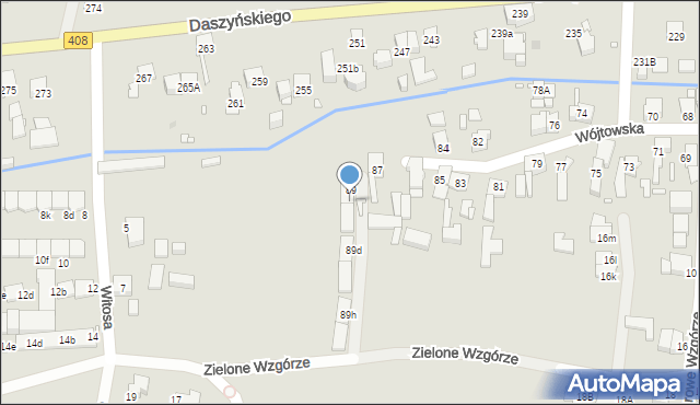 Gliwice, Wójtowska, 89c, mapa Gliwic
