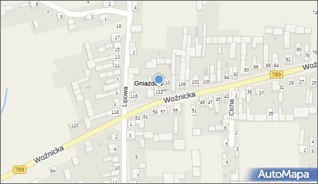 Gniazdów, Woźnicka, 112, mapa Gniazdów