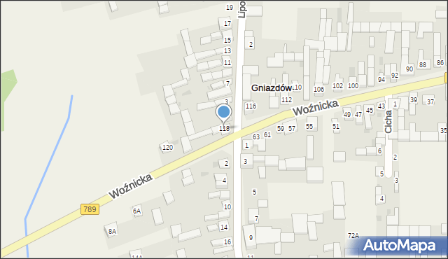 Gniazdów, Woźnicka, 118, mapa Gniazdów