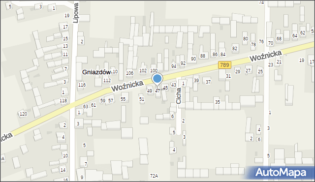 Gniazdów, Woźnicka, 47, mapa Gniazdów