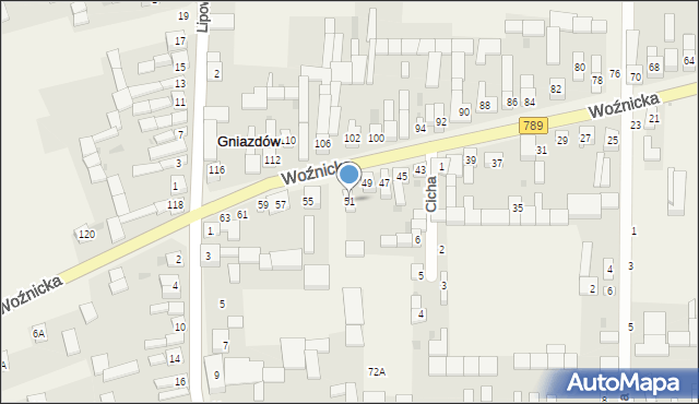 Gniazdów, Woźnicka, 51, mapa Gniazdów