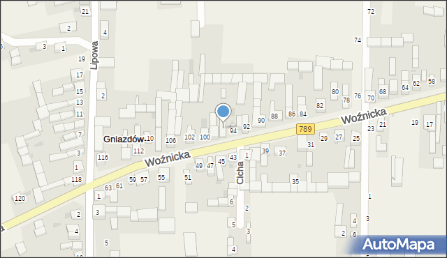 Gniazdów, Woźnicka, 96, mapa Gniazdów