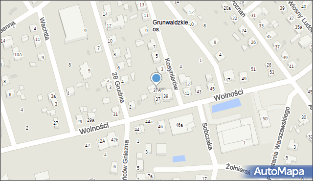 Gniezno, Wolności, 37A, mapa Gniezna