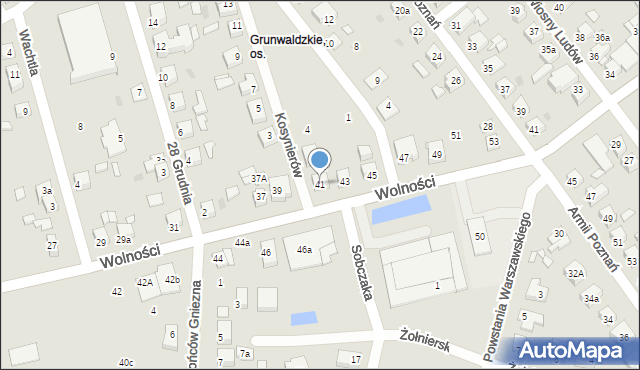 Gniezno, Wolności, 41, mapa Gniezna