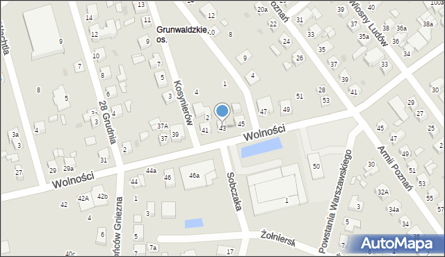 Gniezno, Wolności, 43, mapa Gniezna