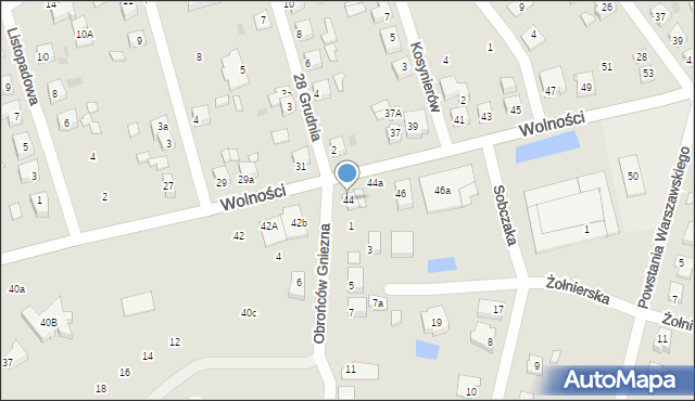 Gniezno, Wolności, 44, mapa Gniezna