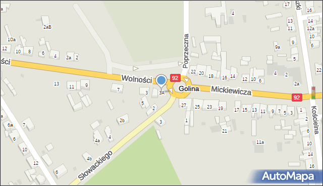 Golina, Wolności, 3A, mapa Golina