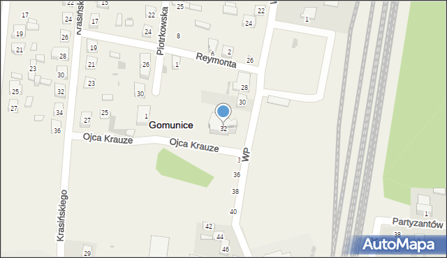 Gomunice, Wojska Polskiego, 32, mapa Gomunice