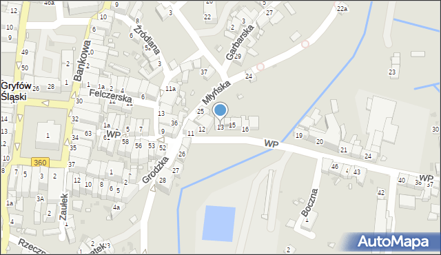 Gryfów Śląski, Wojska Polskiego, 13, mapa Gryfów Śląski