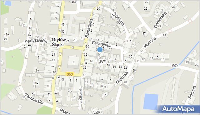 Gryfów Śląski, Wojska Polskiego, 1a, mapa Gryfów Śląski