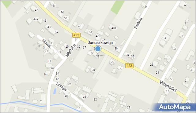 Januszkowice, Wolności, 33, mapa Januszkowice