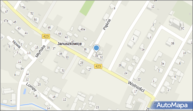 Januszkowice, Wolności, 34, mapa Januszkowice