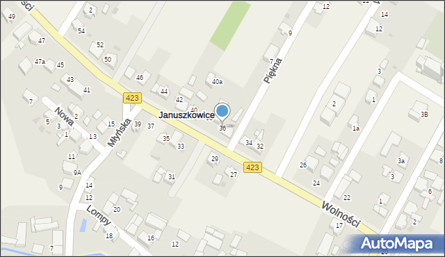 Januszkowice, Wolności, 36, mapa Januszkowice