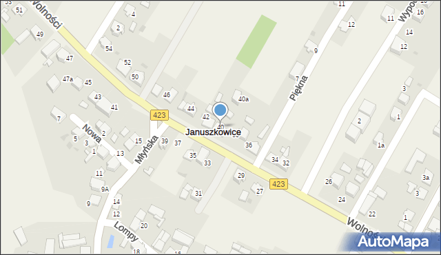 Januszkowice, Wolności, 40, mapa Januszkowice