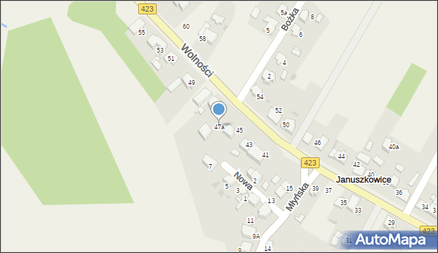 Januszkowice, Wolności, 47a, mapa Januszkowice