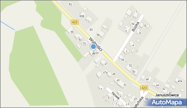 Januszkowice, Wolności, 49, mapa Januszkowice