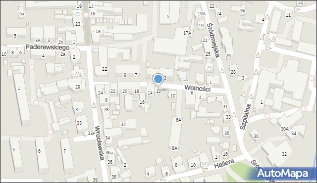 Jarocin, Wolności, 12, mapa Jarocin