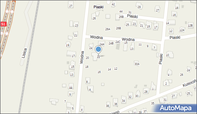 Jawiszowice, Wodna, 22, mapa Jawiszowice