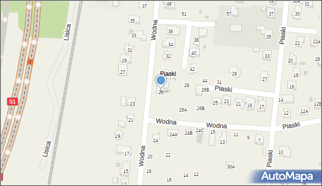 Jawiszowice, Wodna, 26, mapa Jawiszowice