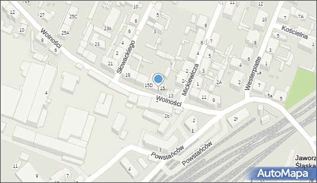 Jaworzyna Śląska, Wolności, 15B, mapa Jaworzyna Śląska