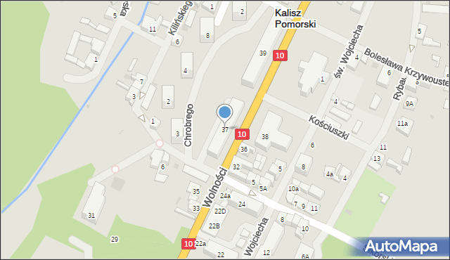 Kalisz Pomorski, Wolności, 37, mapa Kalisz Pomorski