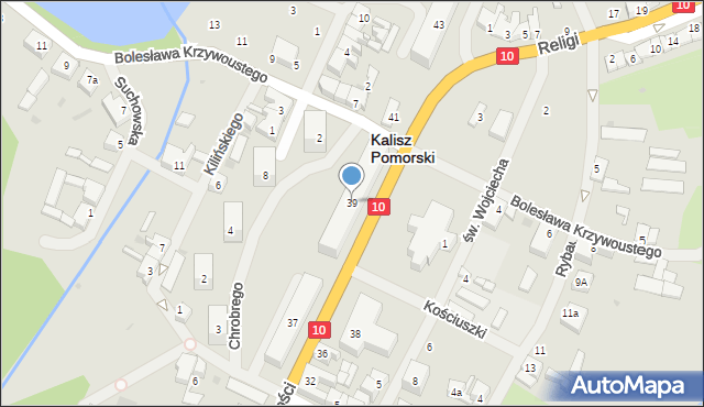 Kalisz Pomorski, Wolności, 39, mapa Kalisz Pomorski