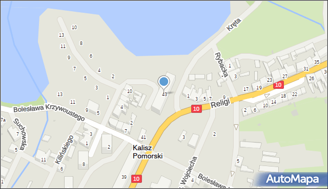 Kalisz Pomorski, Wolności, 43, mapa Kalisz Pomorski