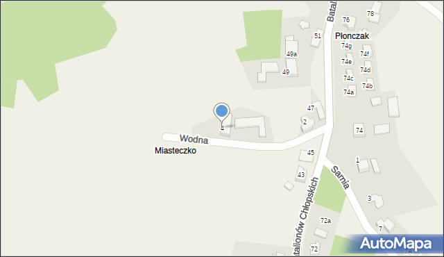 Kaniów, Wodna, 4, mapa Kaniów