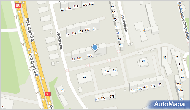 Katowice, Wojciecha, 19D, mapa Katowic