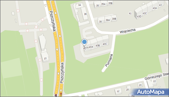 Katowice, Wojciecha, 40, mapa Katowic