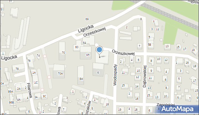 Katowice, Wodospady, 4, mapa Katowic