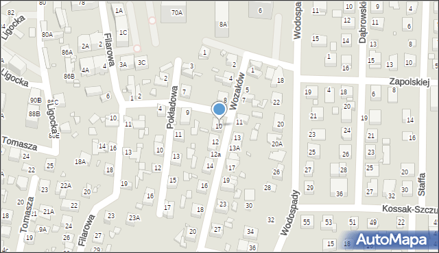 Katowice, Wozaków, 10, mapa Katowic